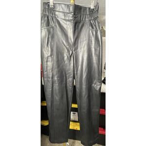 Madewell Black Faux Leather Paperbag Waist Pull On Cropped Pants Size 6